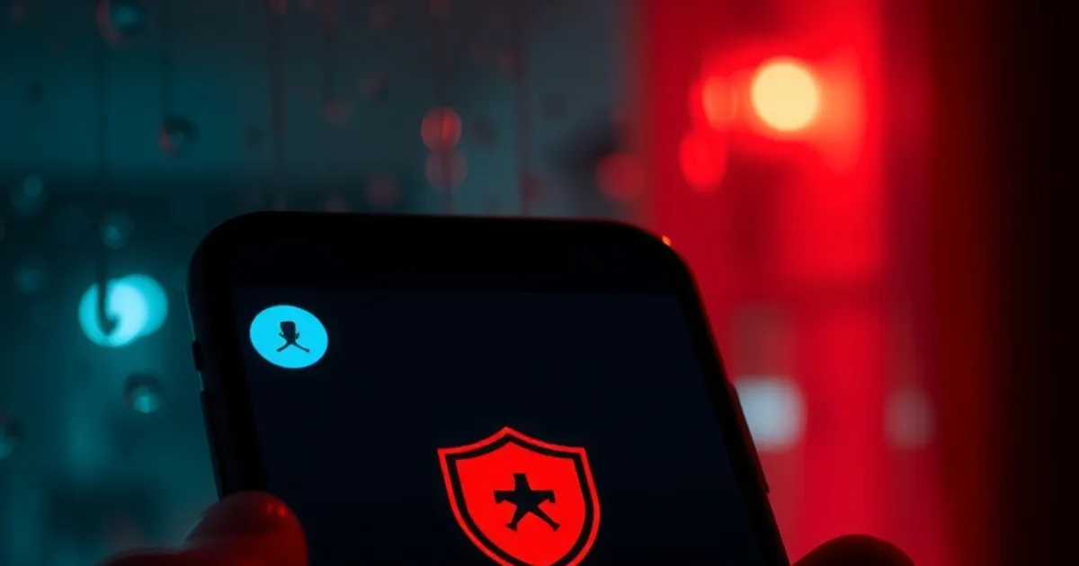 Écran de smartphone affichant une alerte de connexion VPN bloquée dans une pièce sombre la nuit